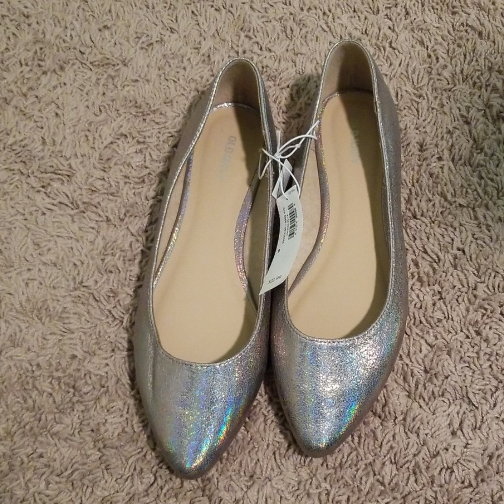Old Navy Holographic Silver Flats